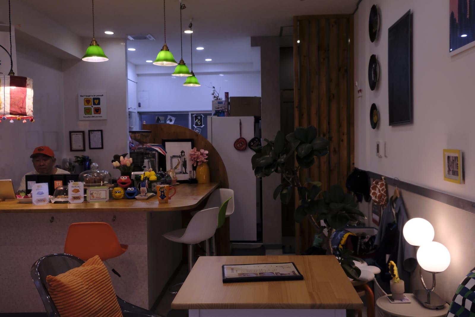 cafe apart interior at dusk